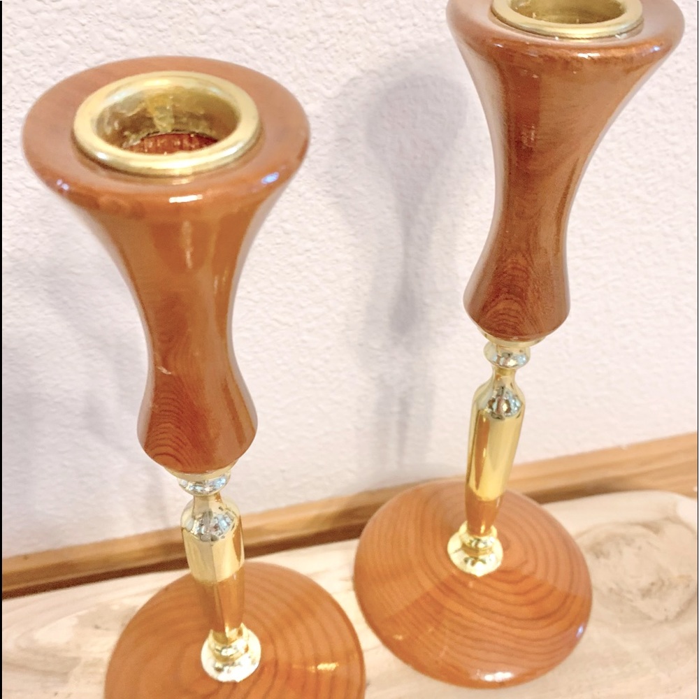 California Redwood Candlesticks Wooden